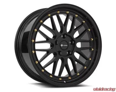 Vors Wheels VR8 19x9.5 5x115 22mm All Black Gold Rivet - VR08199551422GB-515