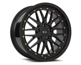 Vors Wheels VR8 19x9.5 5x114.3 35mm All Black Gold Rivet