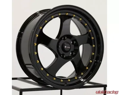 Vors Wheels VR2 18x8 5x114.3 35 mm Black Gold Rivet - VR02188051435BK