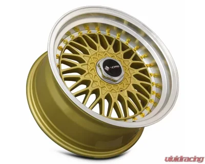 Vors Wheels VR3 16x8 5x114.3 20 mm Gold Machine Lip Gold Rivet - VR031680xxx20GD-514