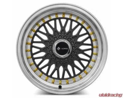 Vors Wheels VR3 16x8 5x100 20 mm Gun Metal Machine Lip Gold Rivet - VR031680xxx20GM-500