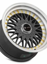 Vors Wheels VR3 16x8 5x112 20 mm Gun Metal Machine Lip Gold Rivet                                     - VR031680xxx20GM-512 - Image 3