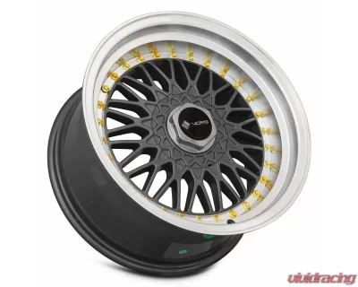 Vors Wheels VR3 16x8 5x100 20 mm Gun Metal Machine Lip Gold Rivet - VR031680xxx20GM-500