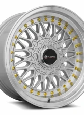 Vors Wheels VR3 16x8 5x112 20 mm Silver Machine Lip Gold Rivet                                     - VR031680xxx20S-512 - Image 3