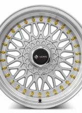 Vors Wheels VR3 16x8 5x112 20 mm Silver Machine Lip Gold Rivet                                     - VR031680xxx20S-512 - Image 2