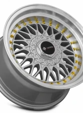 Vors Wheels VR3 16x8 5x100 20 mm Silver Machine Lip Gold Rivet                                     - VR031680xxx20S-500 - Image 3