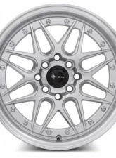 Vors Wheels VR7 16x7 4x100/4x114.3 38 mm Silver Machine Face Lip Chrome Rivet                                     - VR0716708H38S - Image 2