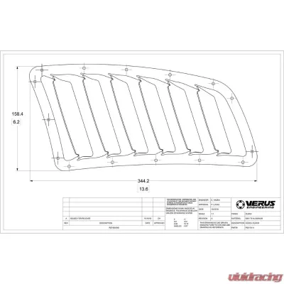 Verus Engineering Black Aluminum Hood Louver Kit Subaru WRX/STI (GR/GV) 2008+ - A0212A-BLK
