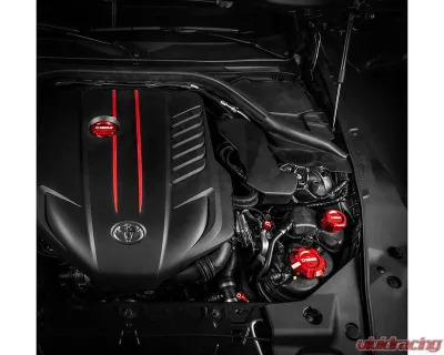 Verus Engineering Anodized Red Engine Bay Fluid Cap Kit Toyota Supra (Mk5) 2020-2024 - A0254A-RED