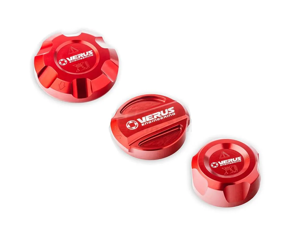 Verus Engineering Anodized Red Engine Bay Fluid Cap Kit Toyota Supra (Mk5) 2020-2024 - A0254A-RED