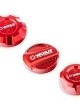 Verus Engineering Anodized Red Engine Bay Fluid Cap Kit Toyota Supra (Mk5) 2020-2024                                     - A0254A-RED - Image 4