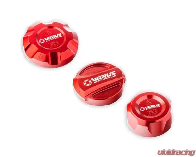 Verus Engineering Anodized Red Engine Bay Fluid Cap Kit Toyota Supra (Mk5) 2020-2024 - A0254A-RED
