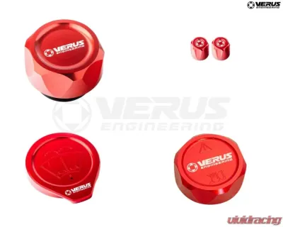 Verus Anodized Black FHS Oil Cap Engine Bay Cap Kit Ford Bronco - A0487A-RED-FHS