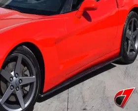 C7 Carbon Side Skirt Set With Mudflaps Gloss Black Chevrolet Corvette C6 ZR1 2005-2013