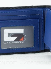 C7 CarbonLeather Wallet Bifold With RFID Blocking Carbon Fiber Black & Blue                                     - C7W01-RFID-Blue - Image 4