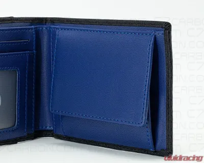 C7 CarbonLeather Wallet Bifold With RFID Blocking Carbon Fiber Black & Blue - C7W01-RFID-Blue