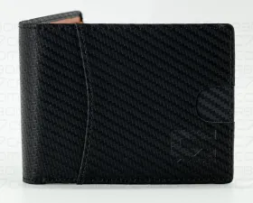C7 Carbon Leather Wallet Bifold With RFID Blocking Carbon Fiber Black & Orange