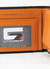 C7 Carbon Leather Wallet Bifold With RFID Blocking Carbon Fiber Black & Orange                                     - C7W01-RFID-Orange - Image 3