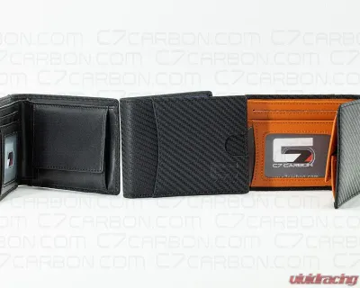 C7 Carbon Leather Wallet Bifold With RFID Blocking Carbon Fiber Black & Orange - C7W01-RFID-Orange