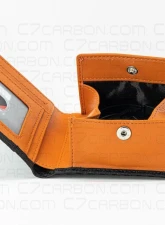 C7 Carbon Leather Wallet Bifold With RFID Blocking Carbon Fiber Black & Orange                                     - C7W01-RFID-Orange - Image 5