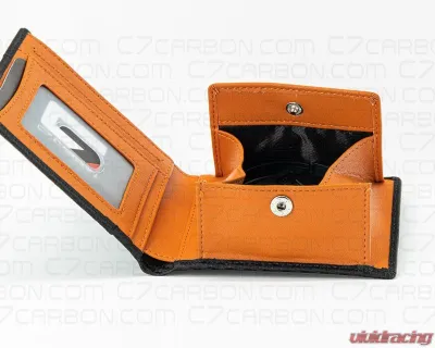 C7 Carbon Leather Wallet Bifold With RFID Blocking Carbon Fiber Black & Orange - C7W01-RFID-Orange