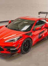 C7 Carbon Legacy Chassis Mounted Rear Wing Carbon Fiber Chevrolet C8 Corvette Stingray 2020-2024                                     - C8-3D-1 - Image 6