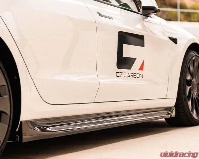 C7 Carbon Side Skirt Set Cyber Carbon Fiber Tesla Model 3 2017+ - T3-2A-1