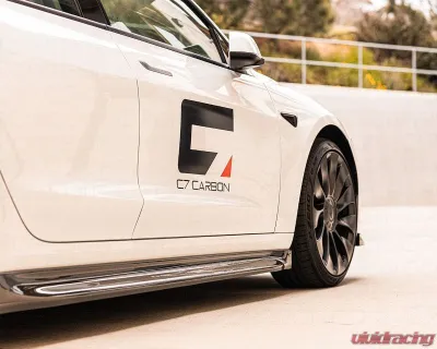 C7 Carbon Side Skirt Set Cyber Carbon Fiber Tesla Model 3 2017+ - T3-2A-1