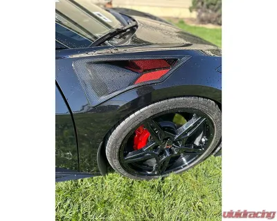 C7 Carbon Front Fender Vents Painted Carbon Flash + Fender Cutting Template Chevrolet Corvette C8 2020-2024 - C8-5I-4-T