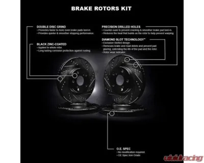 R1 Concepts Black Drilled & Slotted Brake Rotors (black) Ram 1500 2021 - WHPN2-40188