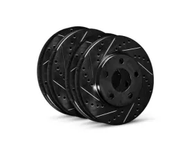 R1 Concepts Black Drilled & Slotted Brake Rotors Premium Edition (345mm rear disc) Toyota GR Supra 2020+
