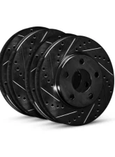 R1 Concepts Black Drilled & Slotted Brake Rotors Premium Edition (345mm rear disc) Toyota GR Supra 2020+                                     - WHPN2-31038 - Image 3