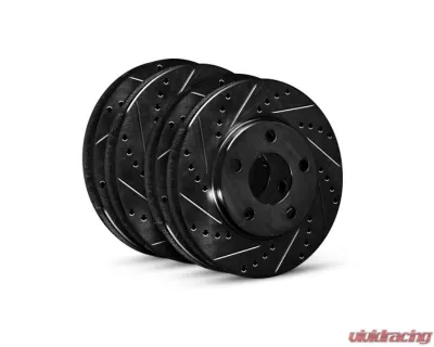 R1 Concepts Black Drilled & Slotted Brake Rotors Premium Edition (345mm rear disc) Toyota GR Supra 2020+ - WHPN2-31038
