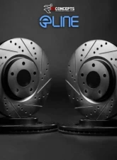 R1 Concepts Black Drilled & Slotted Brake Rotors Premium Edition (345mm rear disc) Toyota GR Supra 2020+                                     - WHPN2-31038 - Image 2