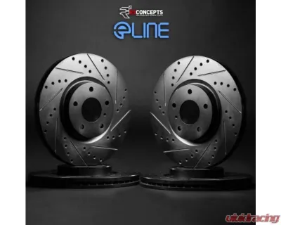 R1 Concepts Black Drilled & Slotted Brake Rotors Premium Edition (345mm rear disc) Toyota GR Supra 2020+ - WHPN2-31038