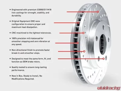 Dynamic Friction Black Drilled and Slotted Left Front Brake Rotor - 633-13035L