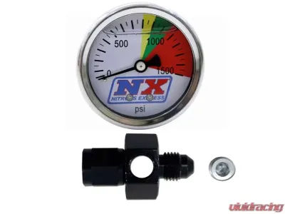 Nitrous Express 0-1500 PSI 4AN N2O Flo-Thru Pressure Gauge - 15509