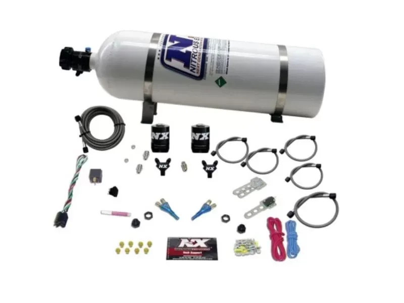 Nitrous Express 100-300HP Universal Ford EFI Dual Nozzle Nitrous Kit with 15lbs Bottle - 20115-15