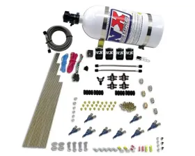 Nitrous Express 200-600HP 8 Cylinder Piranha Direct Port 4 Solenoids Nitrous Kit with 10lbs Bottle