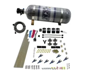Nitrous Express 200-600HP 8 Cylinder Piranha Direct Port 4 Solenoids Nitrous Kit with 12lbs Bottle
