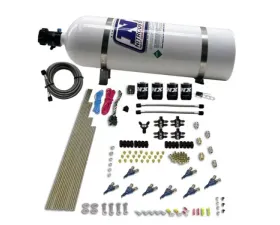 Nitrous Express 200-600HP 8 Cylinder Piranha Direct Port 4 Solenoids Nitrous Kit with 15lbs Bottle