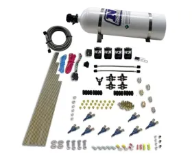 Nitrous Express 200-500HP EFI Jets 8 Cylinder Piranha Direct Port 4 Solenoids Nitrous Kit with 15lbs Bottle