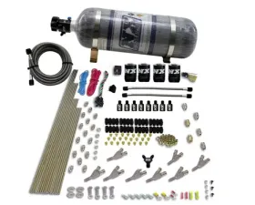 Nitrous Express 200-500HP Gas with Direct Port and 4 Solenoids STD Nozzle Nitrous Kit with 15lbs Bottle