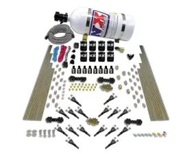 Nitrous Express 200-1200HP Shark Dual Stage Gas 16 Nozzles 8 Solenoids Nitrous Kit with 10lbs Bottle