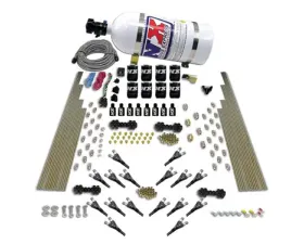 Nitrous Express 200-1200HP Shark Dual Stage Gas 16 Nozzles 8 Solenoids Nitrous Kit with 15lbs Bottle