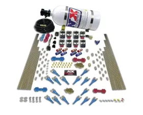 Nitrous Express 200-1200HP Shark Dual Stage Alcohol 16 Nozzles 8 Solenoids Nitrous Kit with 12lbs Bottle