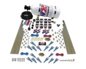 Nitrous Express 200-1200HP Shark Dual Stage | Alcohol 16 Nozzles 8 Solenoids Nitrous Kit with 15lb Bottle