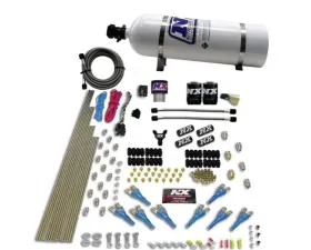 Nitrous Express 200-600HP Pro-Shark Gas 2 Fuel 1 Supershark Solenoid Nitrous Kit with 15lbs Bottle