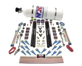 Nitrous Express 200-1200HP Shark Dual Stage Gas Rails 16 Nozzles Nitrous Kit with 10lbs Bottle