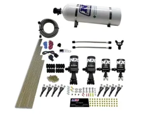 Nitrous Express 200-600HP 8 CylinderShark Direct Port 4 Solenoids Nitrous Kit with 15lbs Bottle